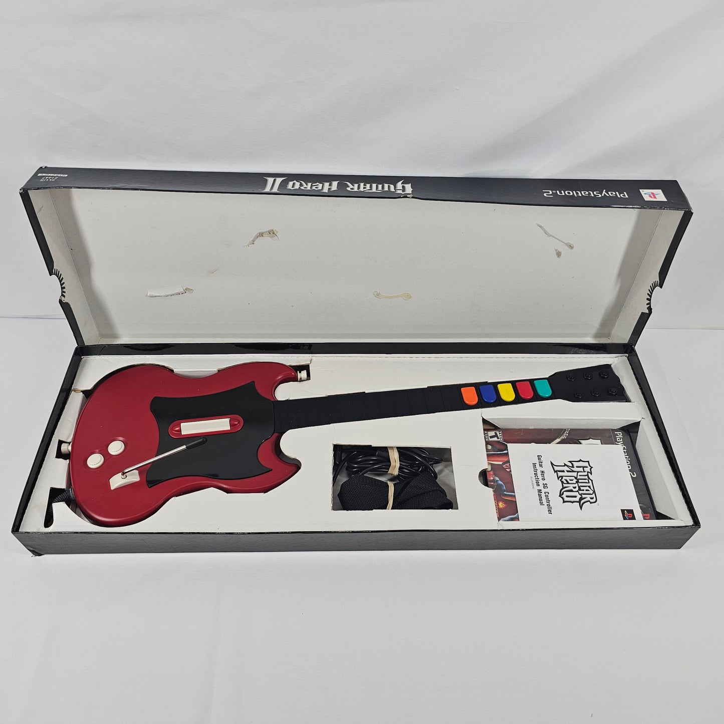 Guitar Hero II (Sony PlayStation 2 PS2, 2006) w/ Wired Guitar Controller Bundle