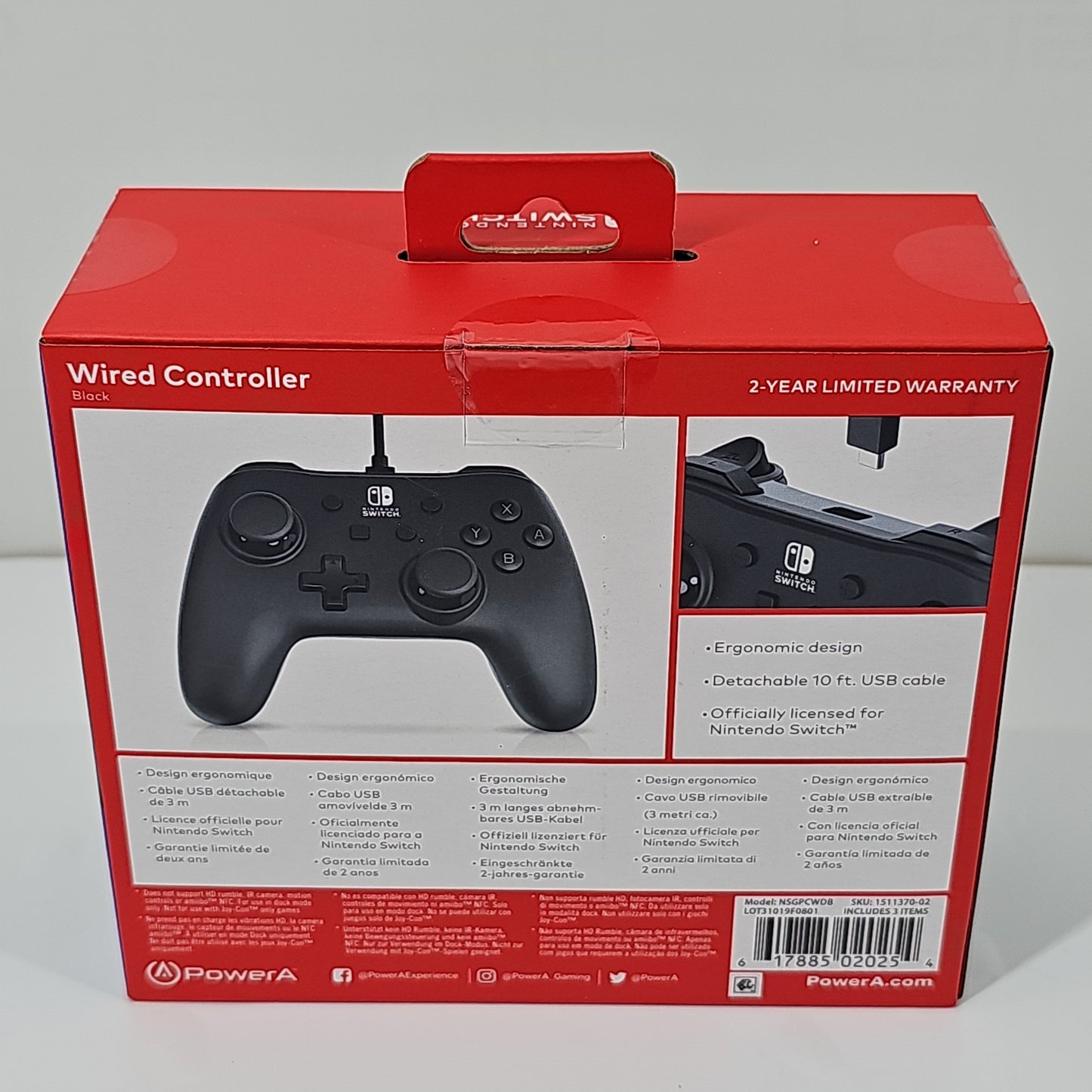 New PowerA Wired Controller For Nintendo Switch Black MSGPCWDB