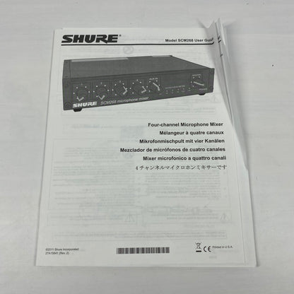 Shure SCM268 4-Channel Microphone Mixer with Mounting Kit and Power Cord