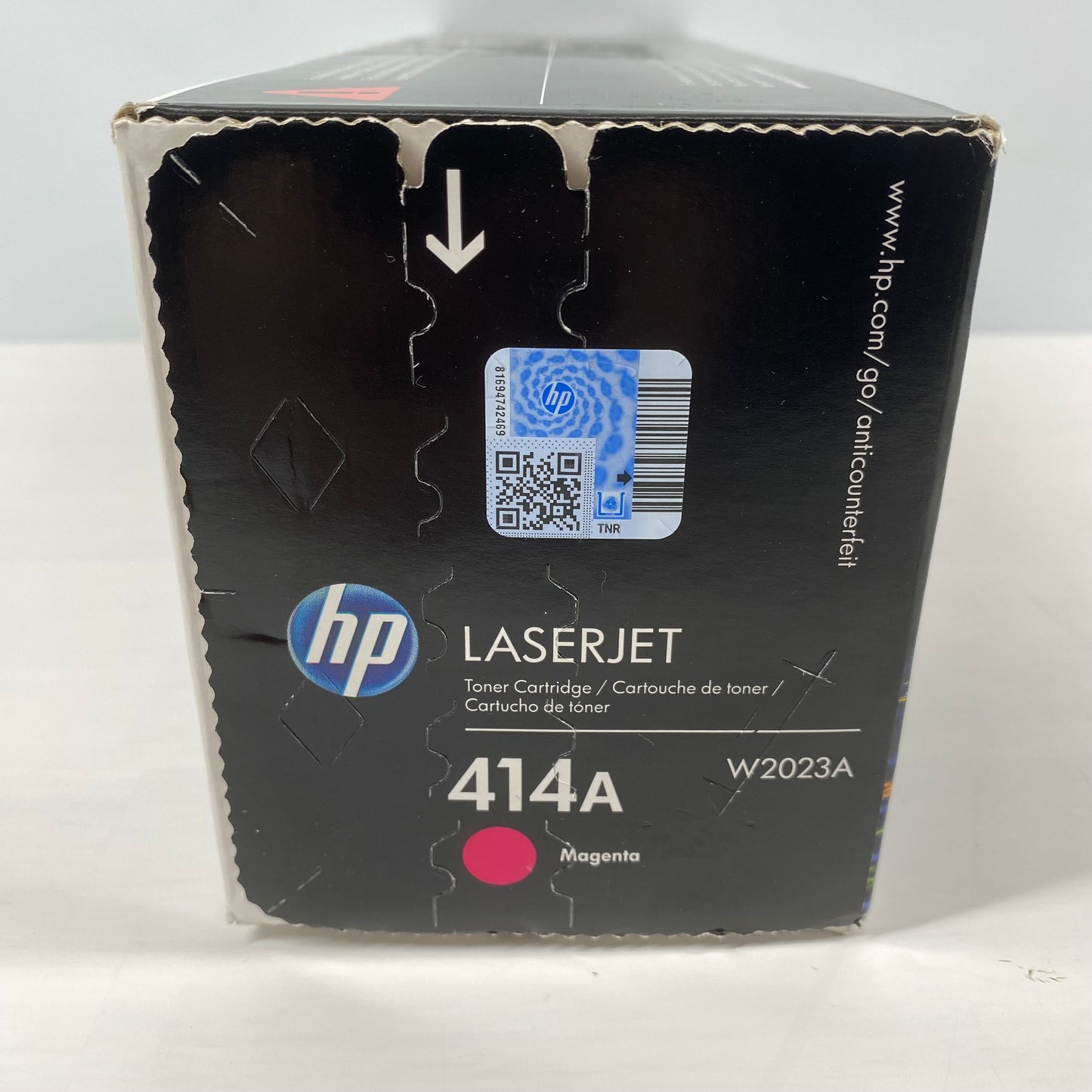 New HP 414A W2023A Magenta Toner Cartridge Stickers on the Box