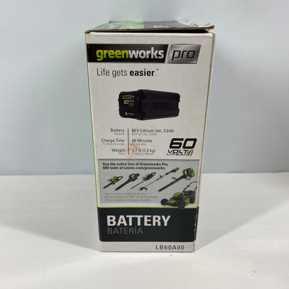 New Greenworks Pro LB60A00 60V MAX 2.0Ah Lithium-Ion Battery Pack