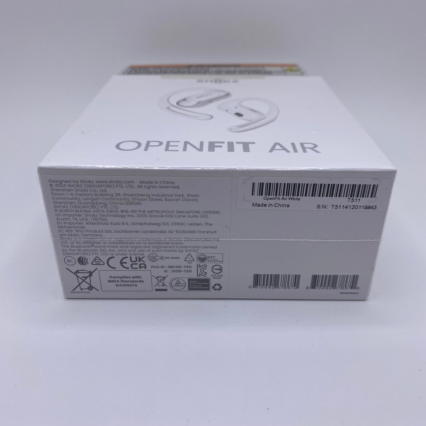 New Shokz OpenFit Air Wireless Bluetooth Earbuds White T511