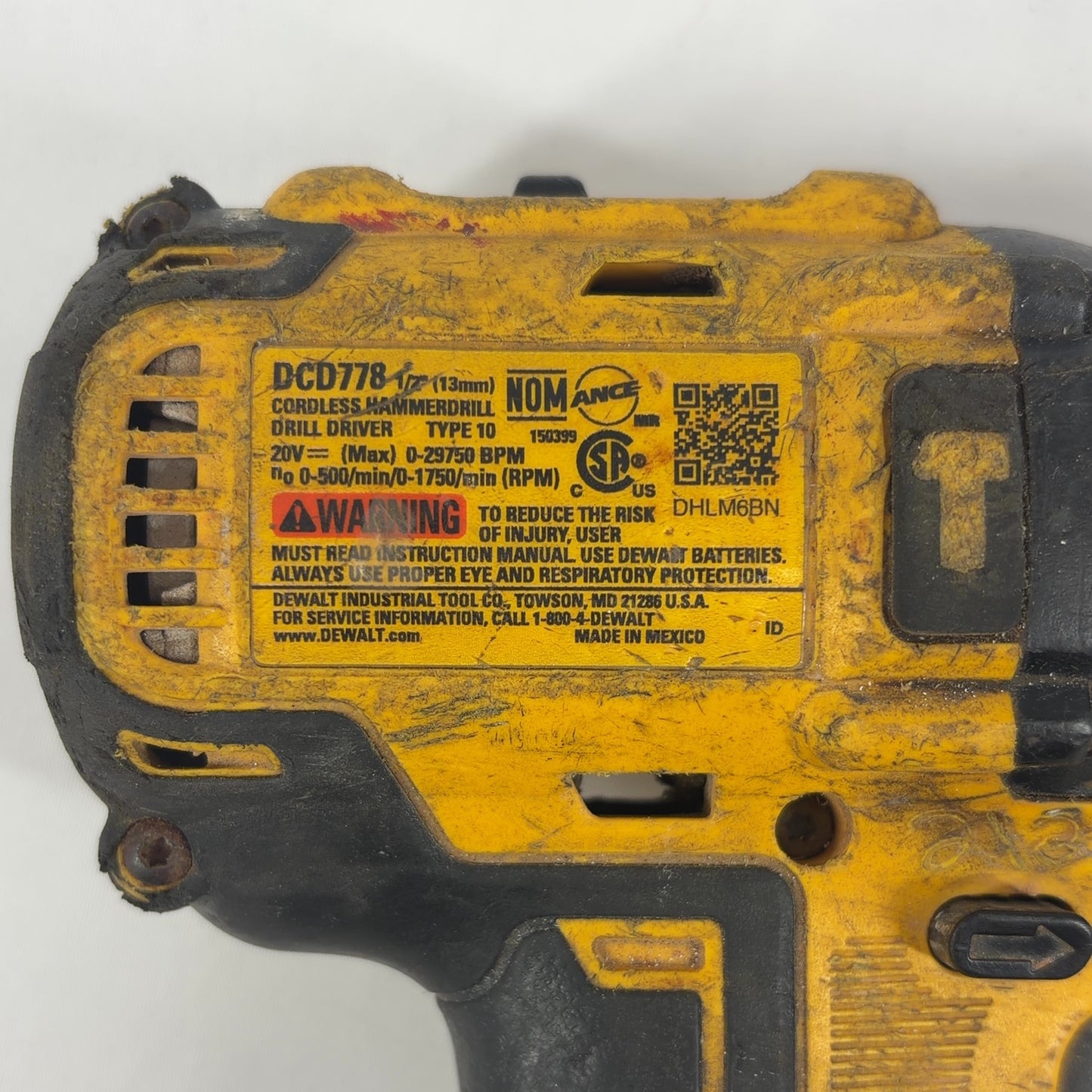 DeWalt DCD778 20V MAX 1/2" (13mm) Cordless Hammerdrill Drill Driver