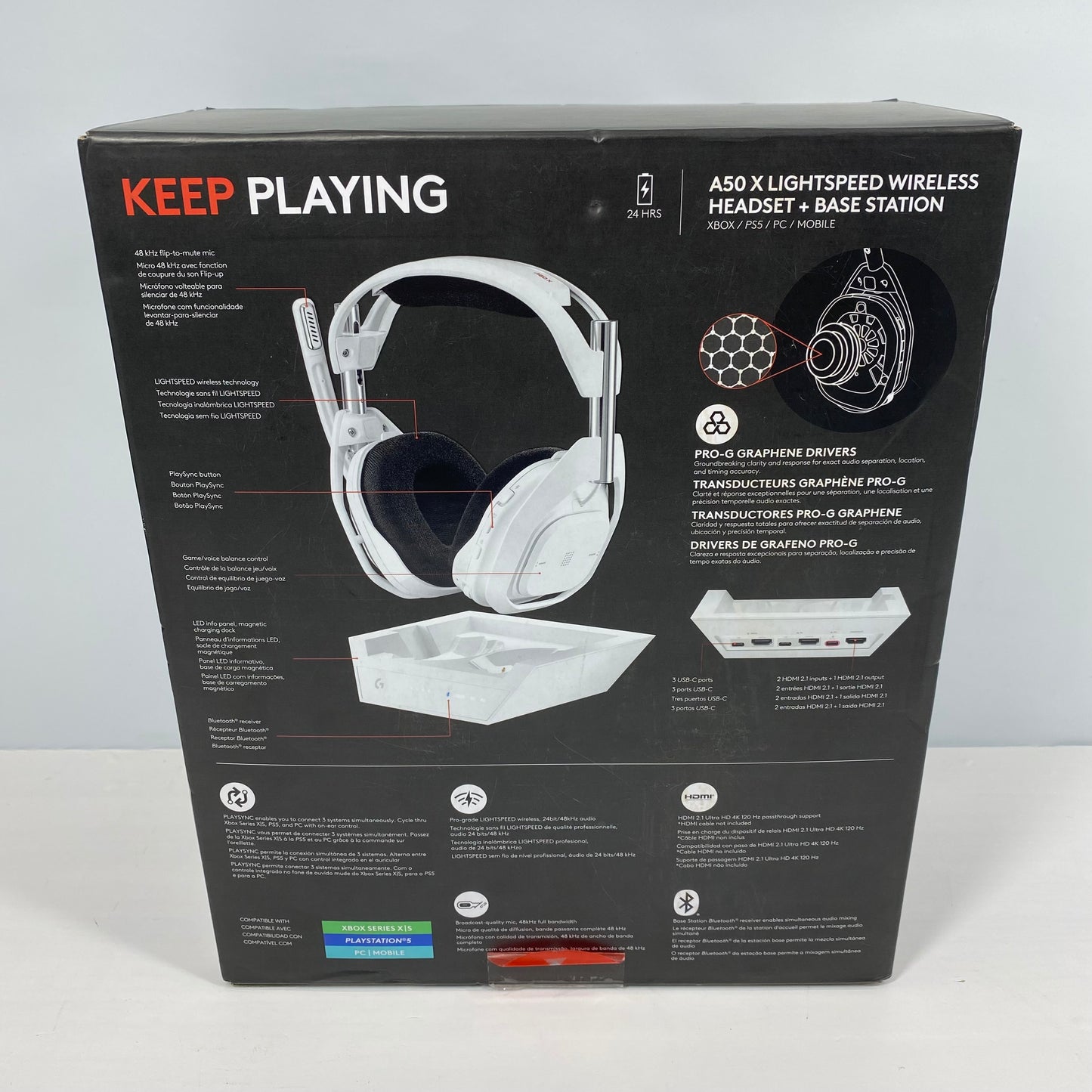 Logitech Astro Lightspeed Wireless Gaming Headset White A50 X with Base Station