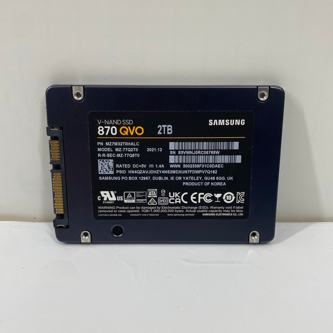 Samsung 2.5" 870 QVO 2TB SATA III 6Gb/s SSD MZ-77Q2T0 Solid State Drive