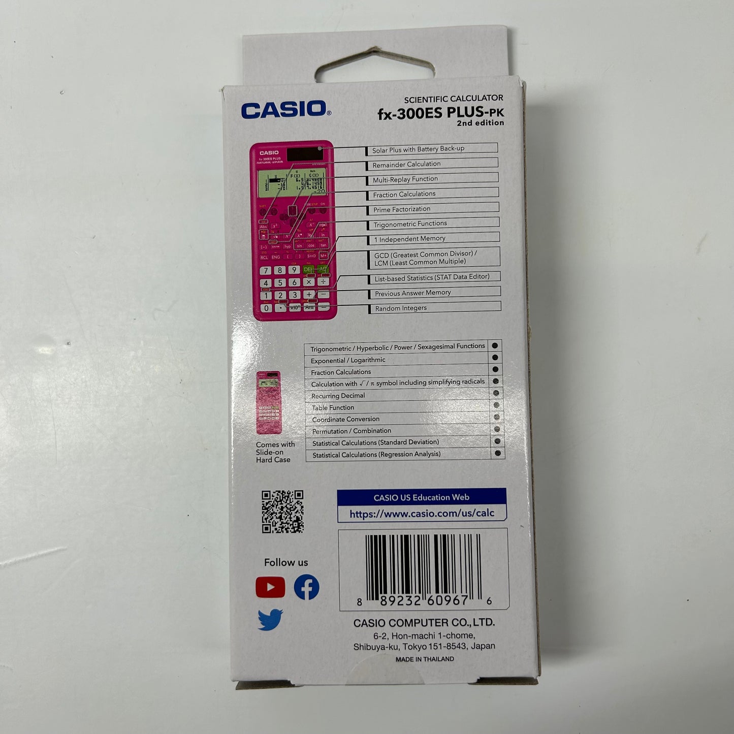 New Casio FX-300ES Plus-PK Pink Second Edition Graphing Calculator