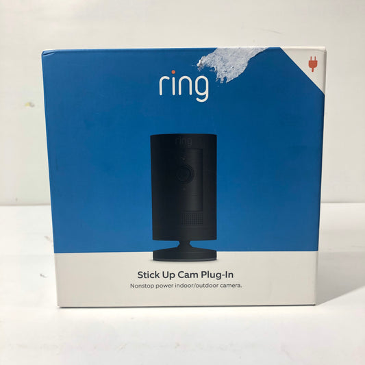 New Ring Stick Up Cam Plug-In Nonstop Power Indoor/Outdoor Camera Black